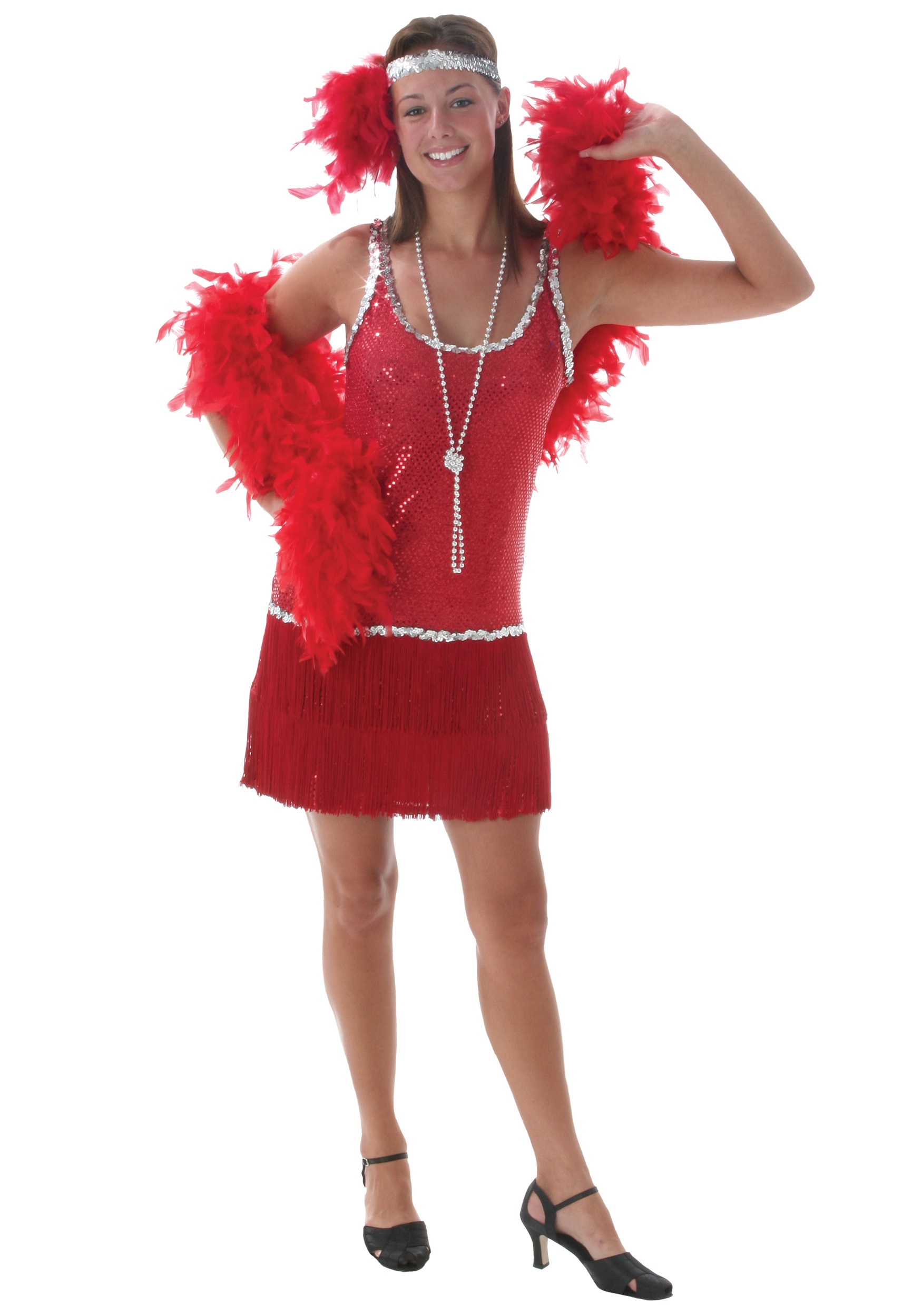 Sequin Fringe Red Flapper Costume