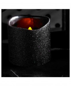 4 Inch Black Glitter LED Candle