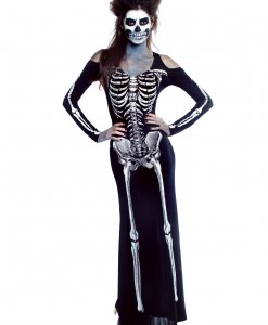 Womens Plus Size Bone Appetit Skeleton Long Dress