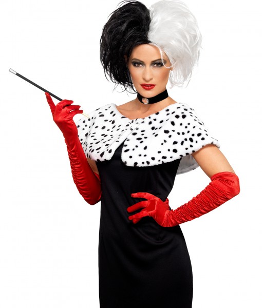 Details about   EVIL LADY WIG Messy Curly Hair Costume Dalmatian Villain Fancy Dress Accessory 