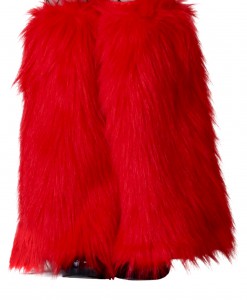 Child Red Furry Boot Covers