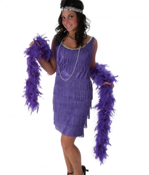 Plus Size Purple Fringe Flapper Dress