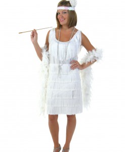 Plus Size White Flapper Girl Costume