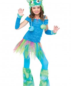 Girls Blue Beastie Monster Costume