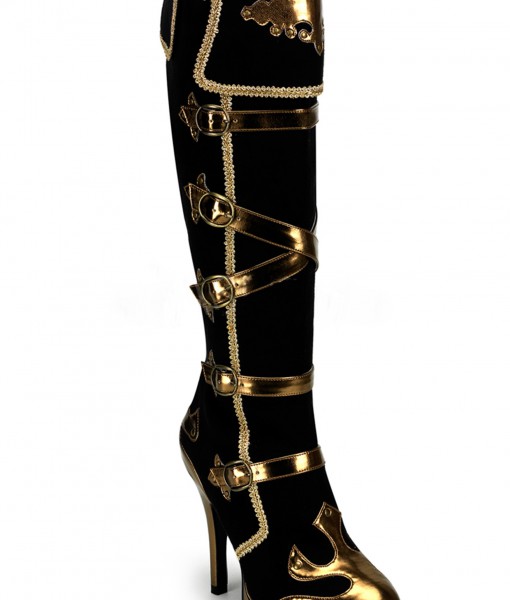 Sexy Black and Gold Pirate Boots