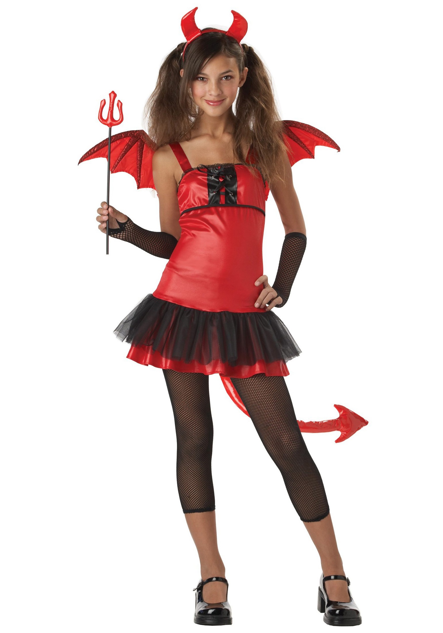 Girls Devil Costume Kids Tween Halloween Fancy Dress