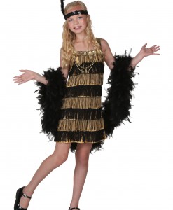 Child Gold and Black Fringe Flapper Costume