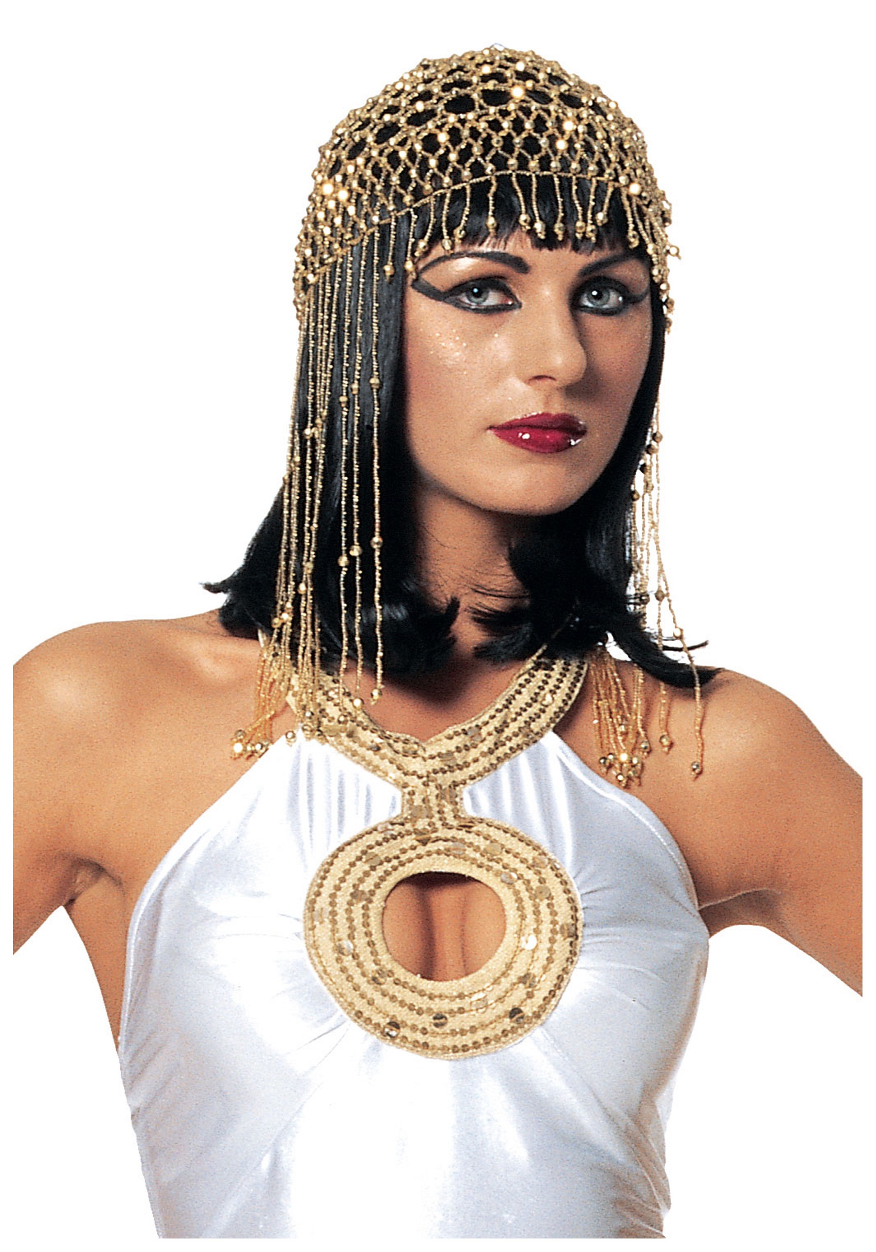 UK Women Egyptian Beaded Headdress Cleopatra Fancy Dress Costume Hair Decor 