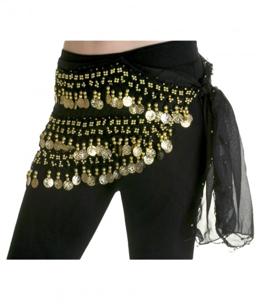 Black Belly Dancing Hip Scarf - Halloween Costume Ideas 2023