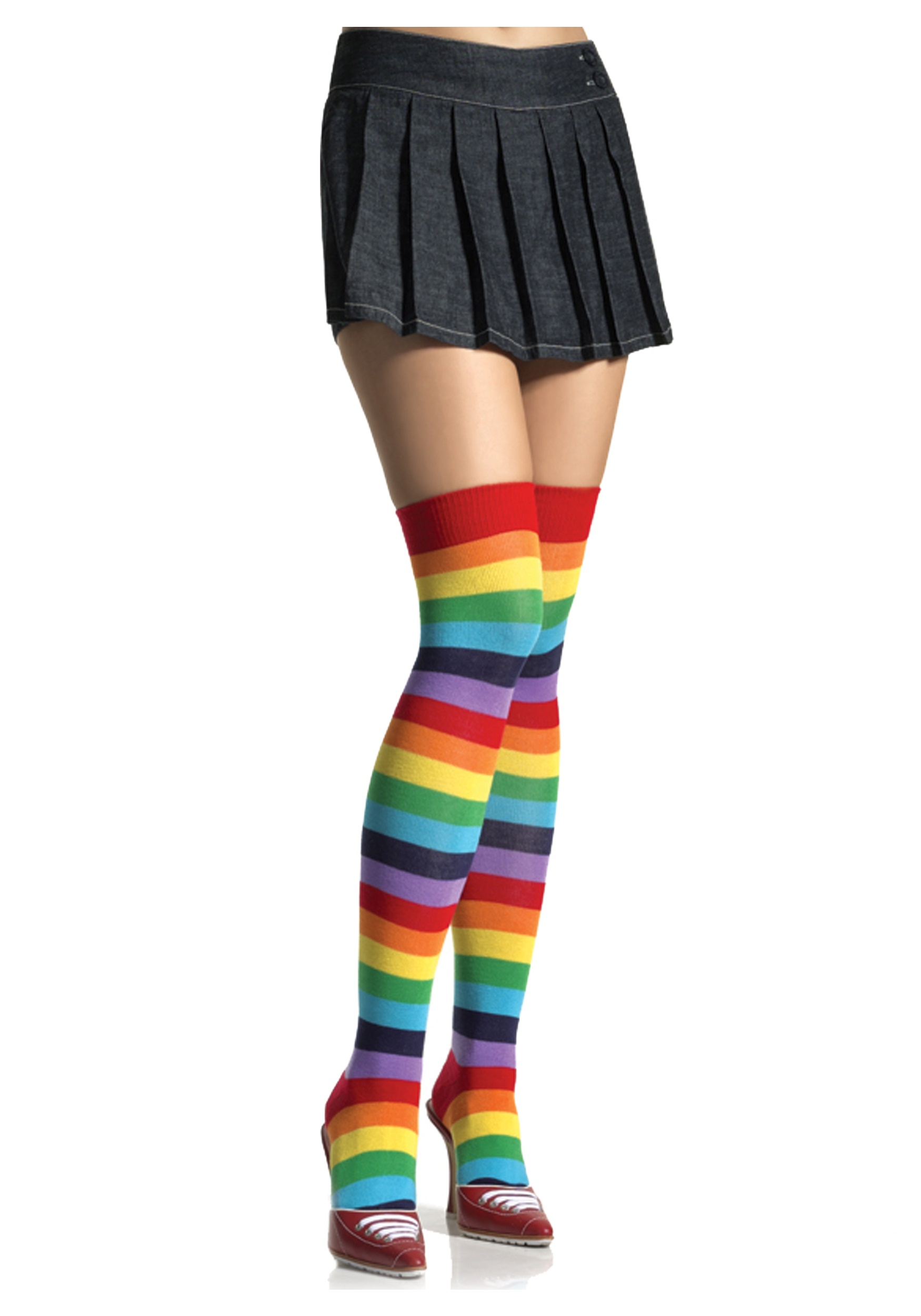 rainbow thigh high boots