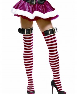 Red/White Striped Stockings w/Belt Buckle