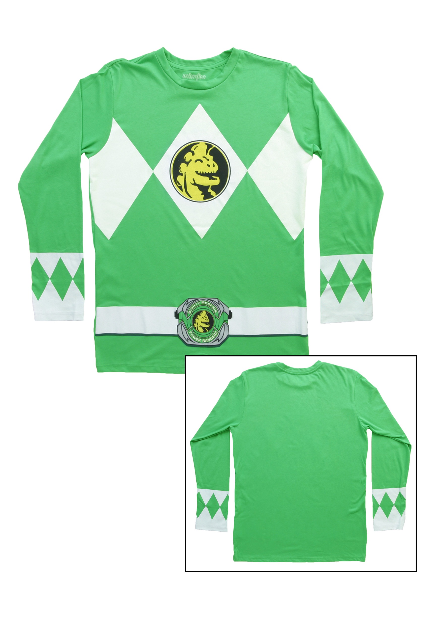 Green Power Rangers Long Sleeve Costume Shirt - Halloween Costume Ideas ...