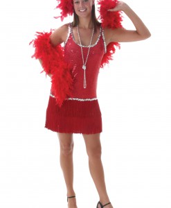 Sequin & Fringe Red Flapper Costume