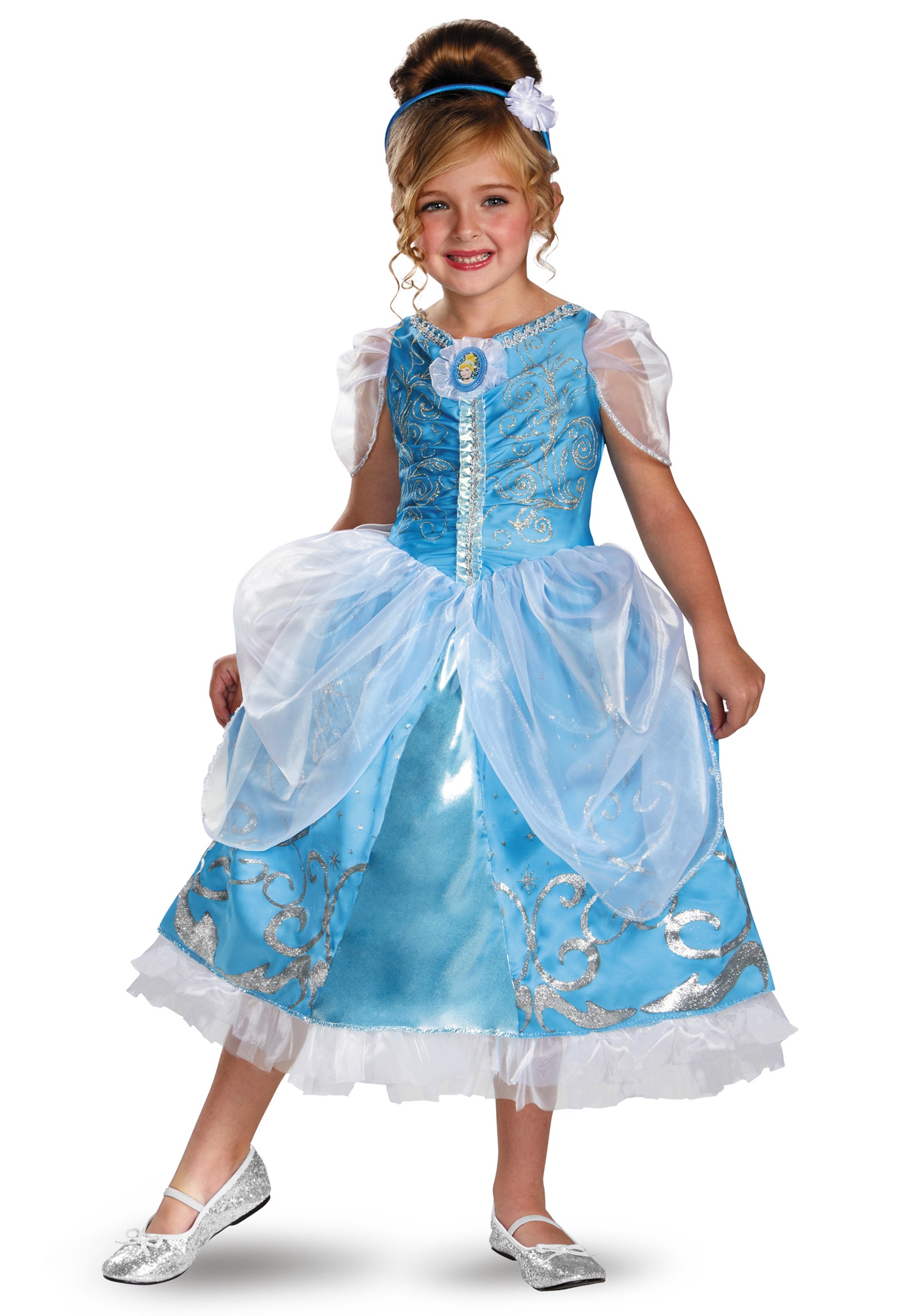 Girls Cinderella Sparkle Deluxe Costume - Halloween Costume Ideas 2023