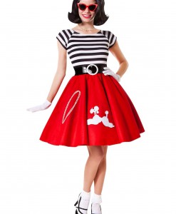 50s Ooh La La Red Poodle Skirt w/ Striped Top