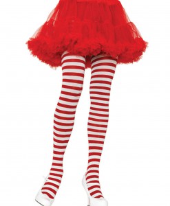 Plus Size White / Red Striped Tights