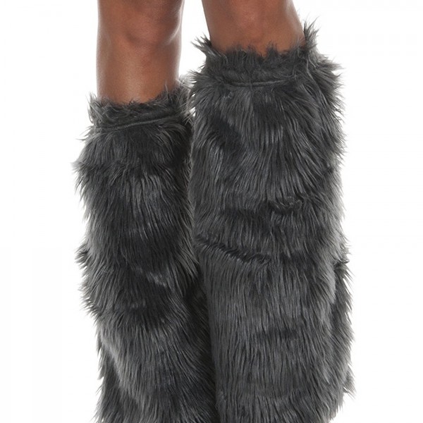Adult Grey Furry Boot Covers - Halloween Costume Ideas 2023