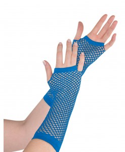 Blue Fishnet Long Gloves