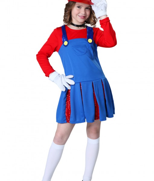 Girls Super Maria Costume
