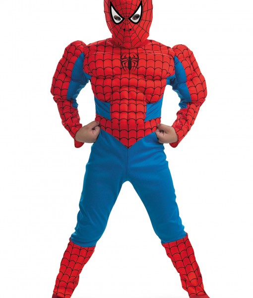 Kids Deluxe Muscle Spiderman Costume - Halloween Costume Ideas 2023