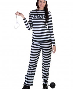Women's Striped Prisoner Costume