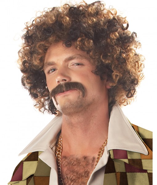 Disco Dirt Bag Wig and Mustache