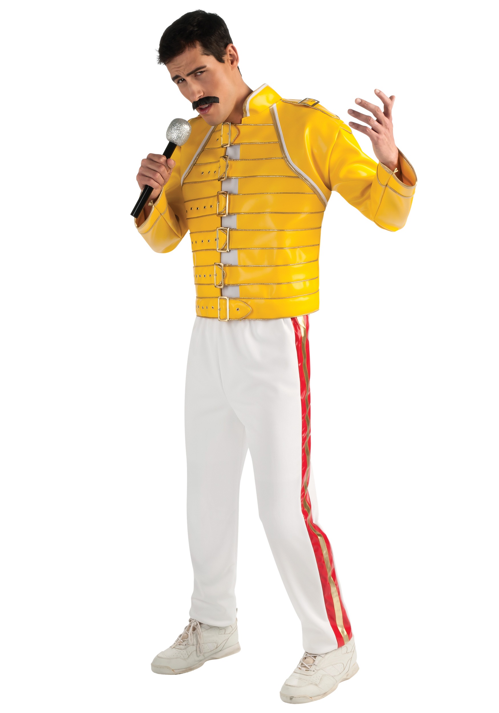 Orion Costumes Mens Yellow Freddie Mercury 80s Rock Queen Fancy Dress  Costume
