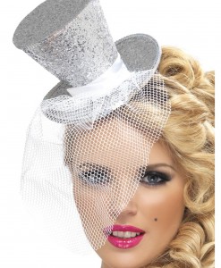 Fever Silver Glitter Mini Top Hat