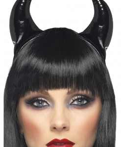 Black PVC Devil Horns Headband