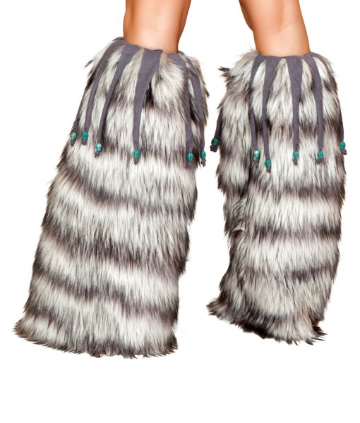 Fur Leg Warmers with Beads
