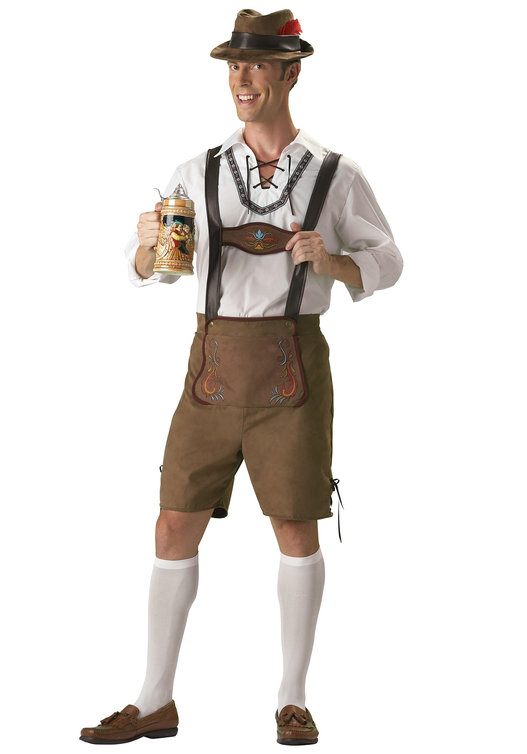 Fun Shack Oktoberfest Costume Men Lederhosen Bavarian Brown Halloween Costumes For Men Available In Sizes Medium Large XL 
