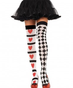 Harlequin and Heart Thigh Highs