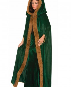 Faux Fur Trimmed Green Cape