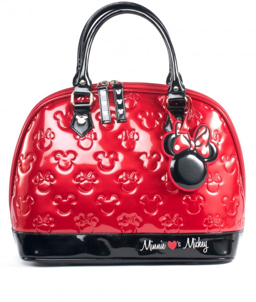 Mickey and Minnie Red and Black Patent Embossed Bag