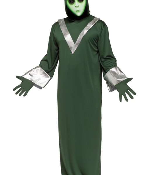 Adults Alien Costume Jumpsuit Halloween Mens Space Fancy Dress Martian ...