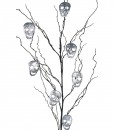 50 Black Glitter Branch w/Silver Skulls