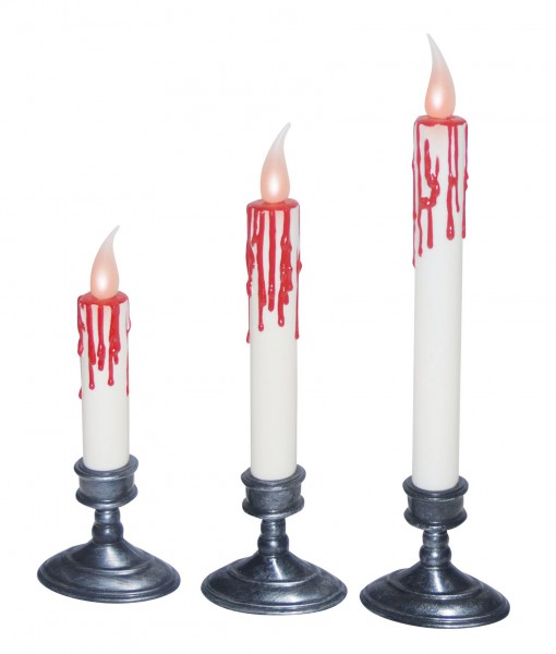 Set of 3 White Blood Dripping Candles