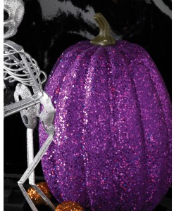 7.5 Tall Purple Glitter Pumpkin