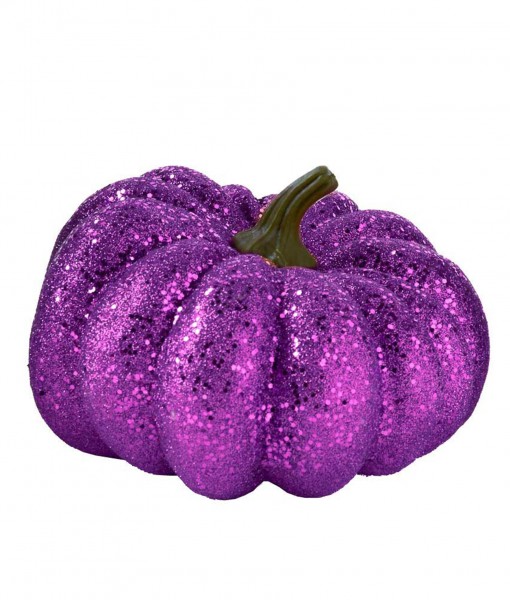6.5 Round Purple Glitter Pumpkin