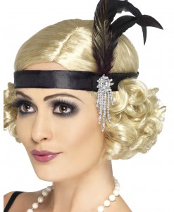Jeweled Black Flapper Headband