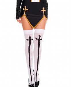 Gothic Cross Thigh High Stockings