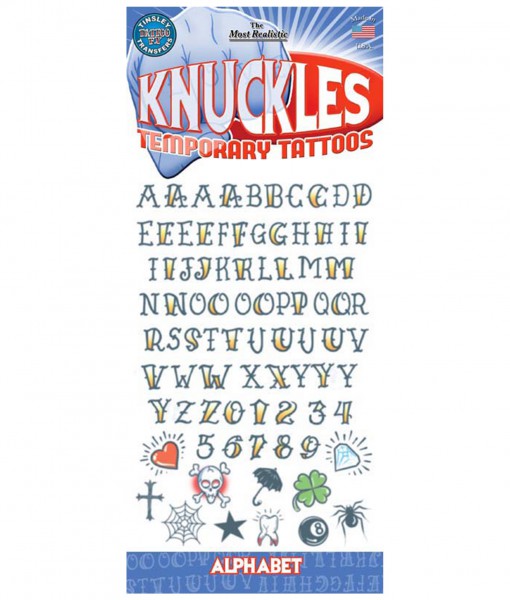 Knuckle Alphabet Temporary Tattoos
