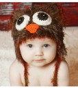 Infant Brown Yarn Owl Hat