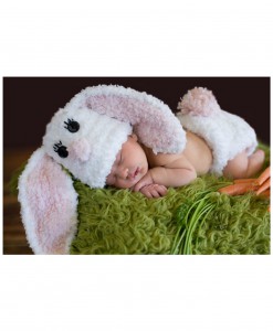 Infant White Bunny Hat and Diaper Cover