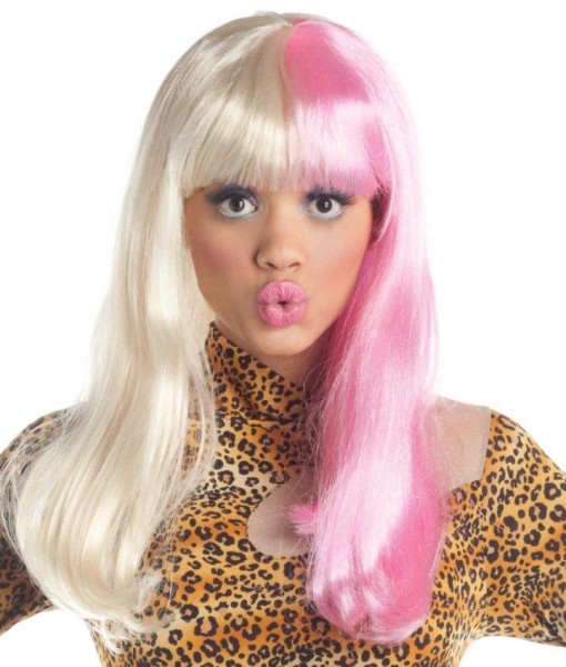 Two Tone Diva Blonde / Pink Adult Wig