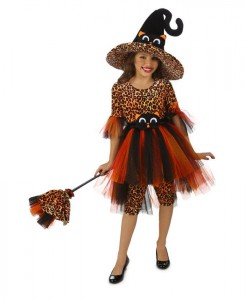 Deluxe Orange Kitty Witch Kids Costume