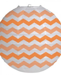 12 Round Paper Chevron Lantern - Sunkissed Orange
