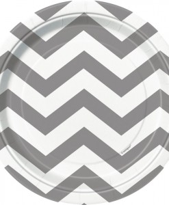Chevron Silver Dessert Plates (8 count)