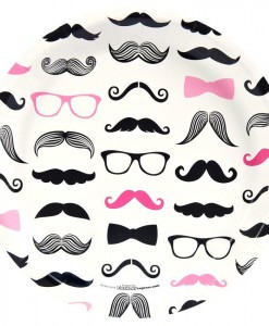 Pink Mustache Dinner Plates (8)