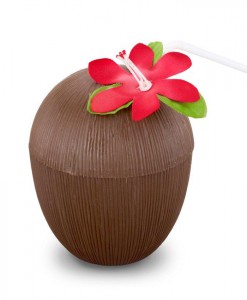 Coconut Cup with Cover and Straw